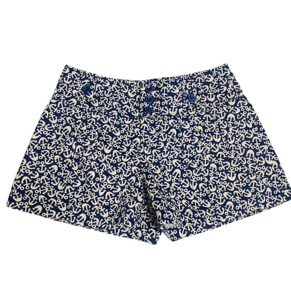 Anthropologie Hei Hei Anchor Print Navy Blue Shorts Size 2 Mini Nautical Preppy